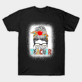 3Rd Grade Teacher Messy Bun Back To School Teacher Life T-Shirt